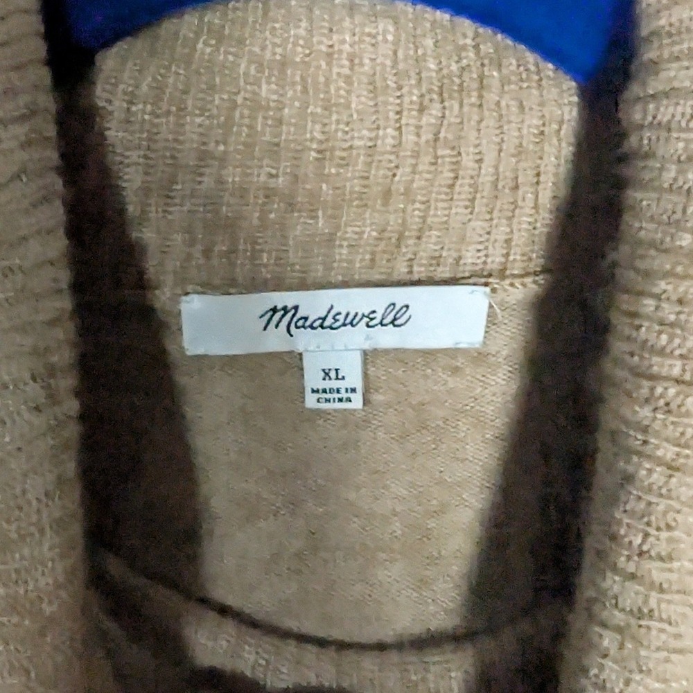 Madewell Turtleneck Sweater Womens XL Tan‎ Side Button Minimalist Cozy Earthy - Picture 5 of 8